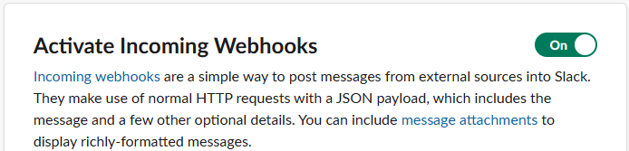 Activate Incoming Webhooks
